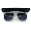 Unique Collapsible Sun Visor Horn Rim Hipster Plastic Sunglasses