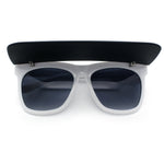 Unique Collapsible Sun Visor Horn Rim Hipster Plastic Sunglasses