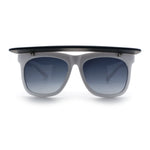 Unique Collapsible Sun Visor Horn Rim Hipster Plastic Sunglasses