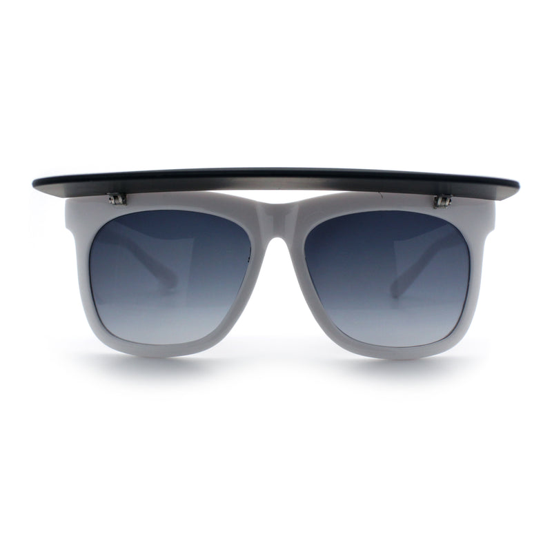 Unique Collapsible Sun Visor Horn Rim Hipster Plastic Sunglasses