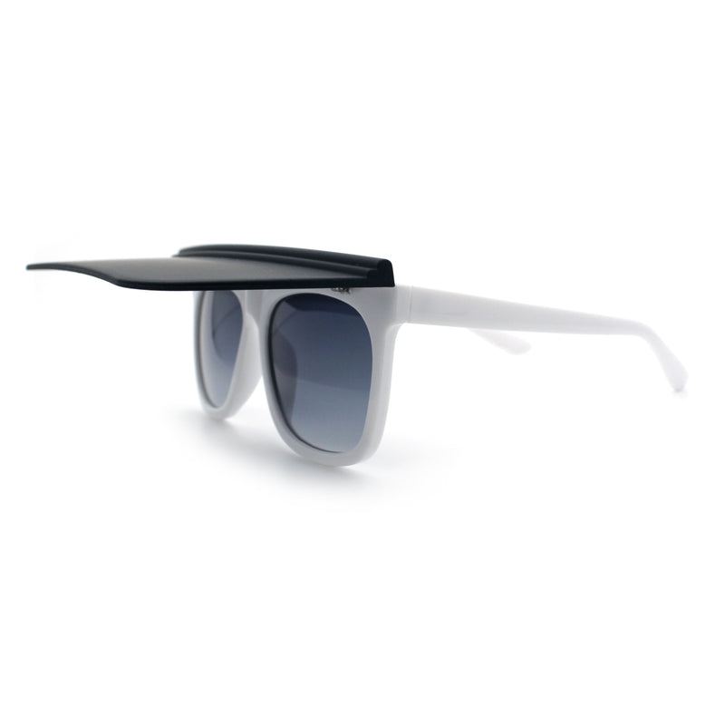 Unique Collapsible Sun Visor Horn Rim Hipster Plastic Sunglasses