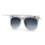 Unique Collapsible Sun Visor Horn Rim Hipster Plastic Sunglasses
