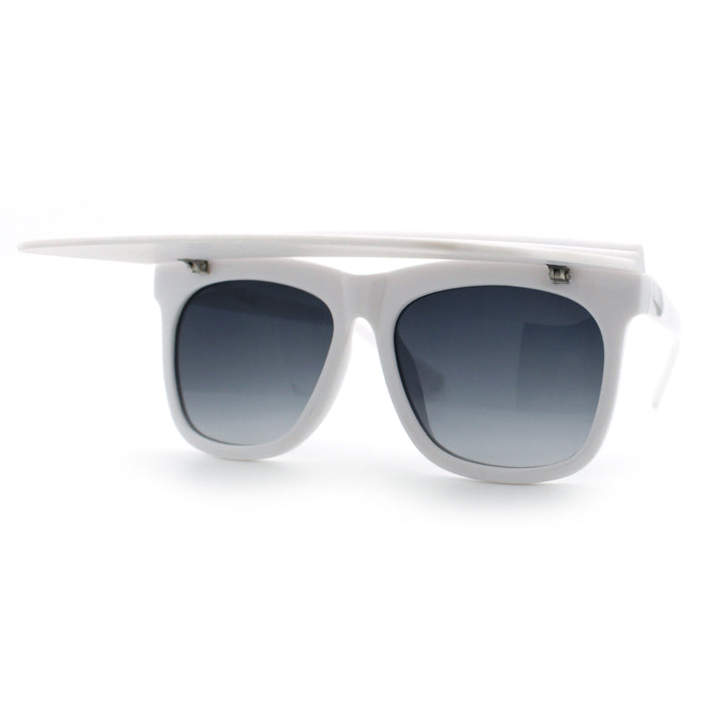 Unique Collapsible Sun Visor Horn Rim Hipster Plastic Sunglasses