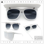Unique Collapsible Sun Visor Horn Rim Hipster Plastic Sunglasses