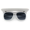 Unique Collapsible Sun Visor Horn Rim Hipster Plastic Sunglasses