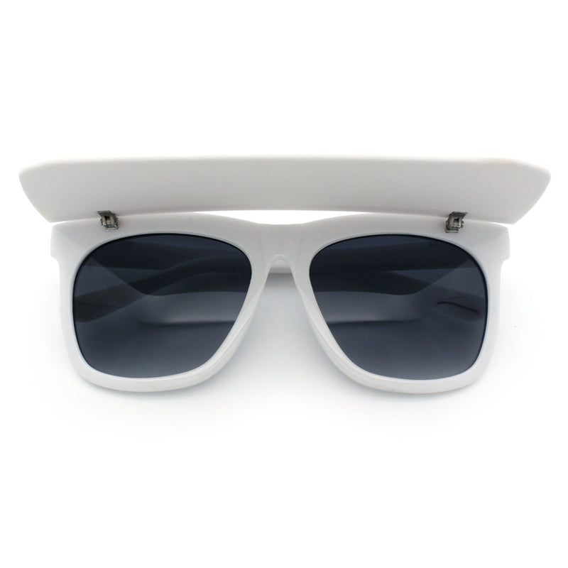 Unique Collapsible Sun Visor Horn Rim Hipster Plastic Sunglasses