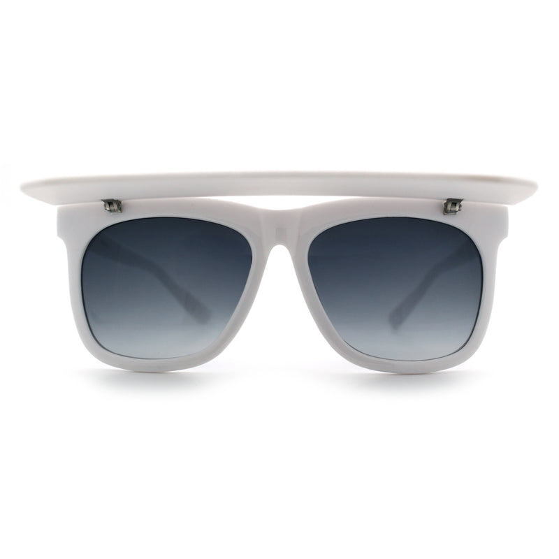Unique Collapsible Sun Visor Horn Rim Hipster Plastic Sunglasses
