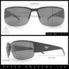 Mens 90s Refined Classic Wrap Rimless Rectangle Metal Fashion Sunglasses