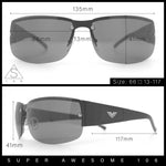 Mens 90s Refined Classic Wrap Rimless Rectangle Metal Fashion Sunglasses