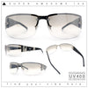 Mens 90s Refined Classic Wrap Rimless Rectangle Metal Fashion Sunglasses