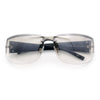Mens 90s Refined Classic Wrap Rimless Rectangle Metal Fashion Sunglasses