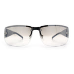 Mens 90s Refined Classic Wrap Rimless Rectangle Metal Fashion Sunglasses