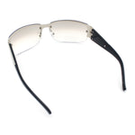 Mens 90s Refined Classic Wrap Rimless Rectangle Metal Fashion Sunglasses