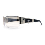 Mens 90s Refined Classic Wrap Rimless Rectangle Metal Fashion Sunglasses