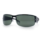 Mens 90s Refined Classic Wrap Rimless Rectangle Metal Fashion Sunglasses