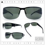 Mens 90s Refined Classic Wrap Rimless Rectangle Metal Fashion Sunglasses