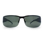 Mens 90s Refined Classic Wrap Rimless Rectangle Metal Fashion Sunglasses