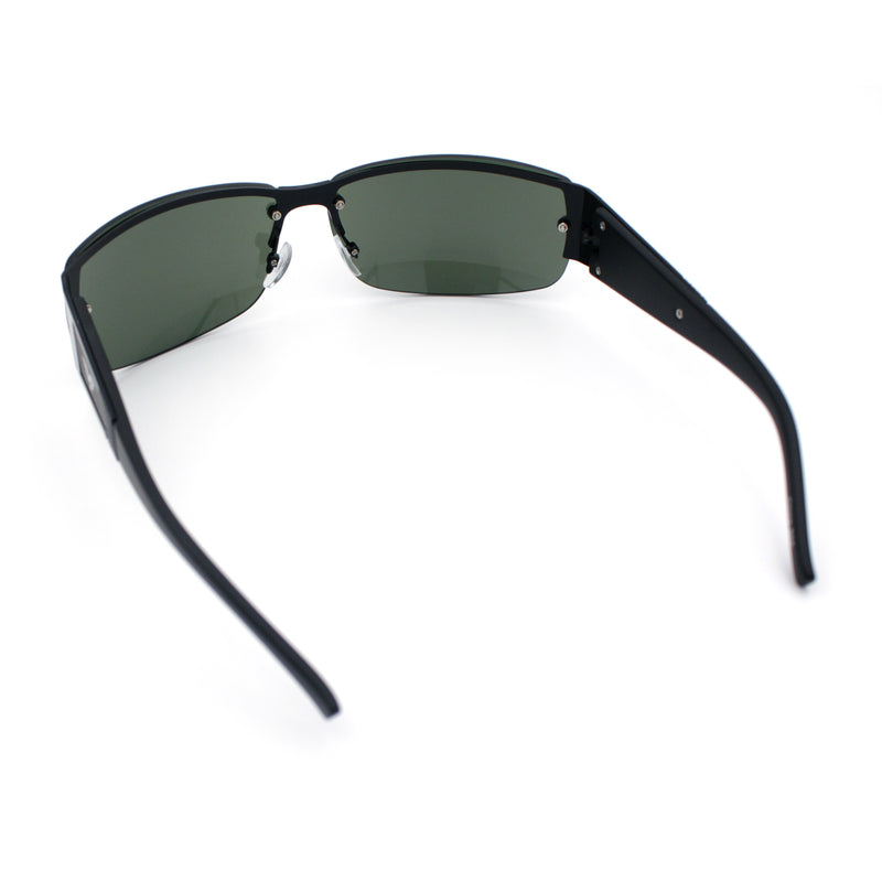 Mens 90s Refined Classic Wrap Rimless Rectangle Metal Fashion Sunglasses