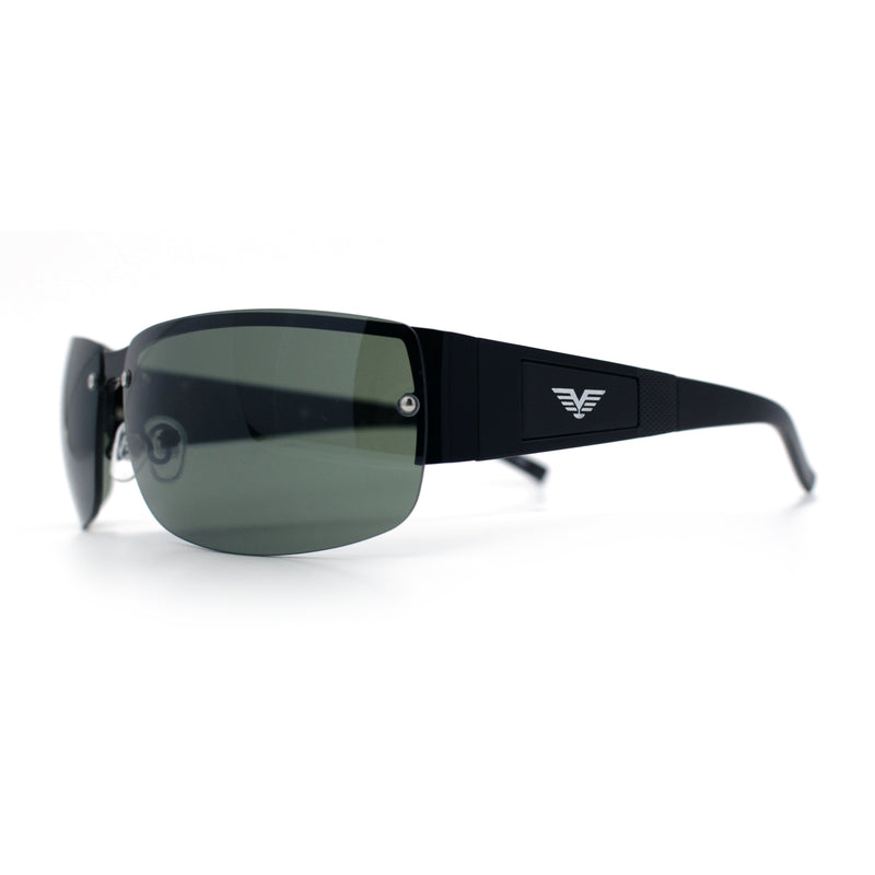 Mens 90s Refined Classic Wrap Rimless Rectangle Metal Fashion Sunglasses