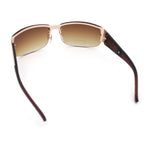 Mens 90s Refined Classic Wrap Rimless Rectangle Metal Fashion Sunglasses