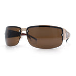 Mens 90s Refined Classic Wrap Rimless Rectangle Metal Fashion Sunglasses