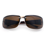 Mens 90s Refined Classic Wrap Rimless Rectangle Metal Fashion Sunglasses
