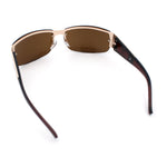 Mens 90s Refined Classic Wrap Rimless Rectangle Metal Fashion Sunglasses