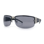 Mens 90s Refined Classic Wrap Rimless Rectangle Metal Fashion Sunglasses