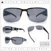 Mens 90s Refined Classic Wrap Rimless Rectangle Metal Fashion Sunglasses