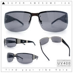 Mens 90s Refined Classic Wrap Rimless Rectangle Metal Fashion Sunglasses