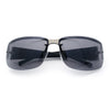 Mens 90s Refined Classic Wrap Rimless Rectangle Metal Fashion Sunglasses