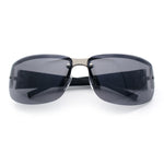 Mens 90s Refined Classic Wrap Rimless Rectangle Metal Fashion Sunglasses