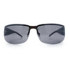 Mens 90s Refined Classic Wrap Rimless Rectangle Metal Fashion Sunglasses