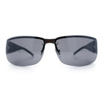 Mens 90s Refined Classic Wrap Rimless Rectangle Metal Fashion Sunglasses