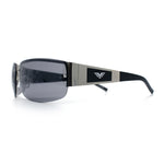 Mens 90s Refined Classic Wrap Rimless Rectangle Metal Fashion Sunglasses