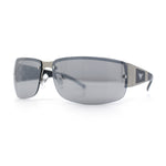 Mens 90s Refined Classic Wrap Rimless Rectangle Metal Fashion Sunglasses