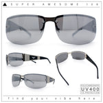Mens 90s Refined Classic Wrap Rimless Rectangle Metal Fashion Sunglasses
