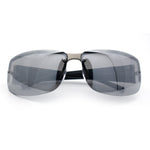 Mens 90s Refined Classic Wrap Rimless Rectangle Metal Fashion Sunglasses