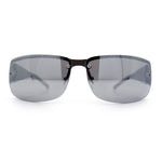 Mens 90s Refined Classic Wrap Rimless Rectangle Metal Fashion Sunglasses