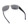 Mens 90s Refined Classic Wrap Rimless Rectangle Metal Fashion Sunglasses