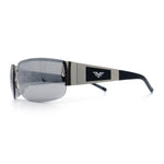 Mens 90s Refined Classic Wrap Rimless Rectangle Metal Fashion Sunglasses