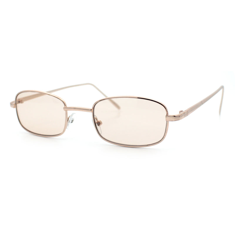 Mens Small Snug Narrow Rectangular Pimp Metal Rim Sunglasses