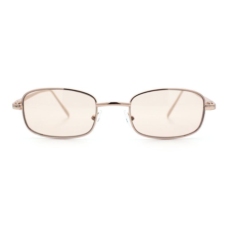 Mens Small Snug Narrow Rectangular Pimp Metal Rim Sunglasses