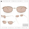 Mens Small Snug Narrow Rectangular Pimp Metal Rim Sunglasses