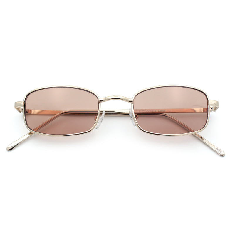 Mens Small Snug Narrow Rectangular Pimp Metal Rim Sunglasses