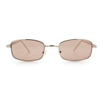 Mens Small Snug Narrow Rectangular Pimp Metal Rim Sunglasses