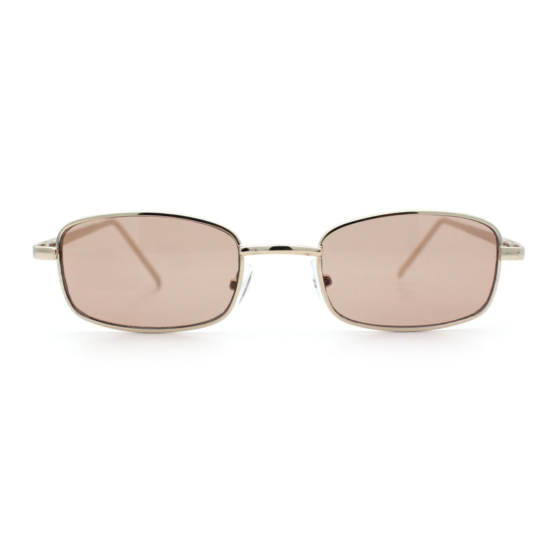 Mens Small Snug Narrow Rectangular Pimp Metal Rim Sunglasses