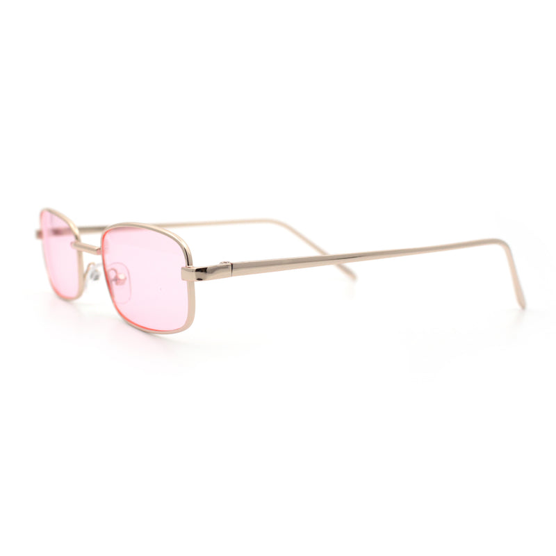 Mens Small Snug Narrow Rectangular Pimp Metal Rim Sunglasses