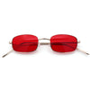 Mens Small Snug Narrow Rectangular Pimp Metal Rim Sunglasses