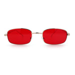 Mens Small Snug Narrow Rectangular Pimp Metal Rim Sunglasses